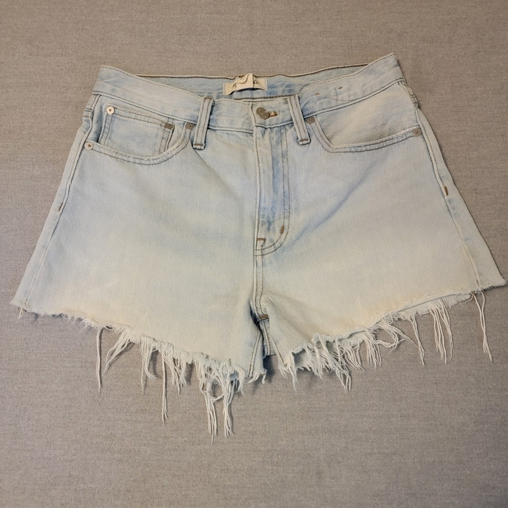 Madewell Relaxed Denim Shorts Womens 26 Light Wash Excellent Frayed Hem 798